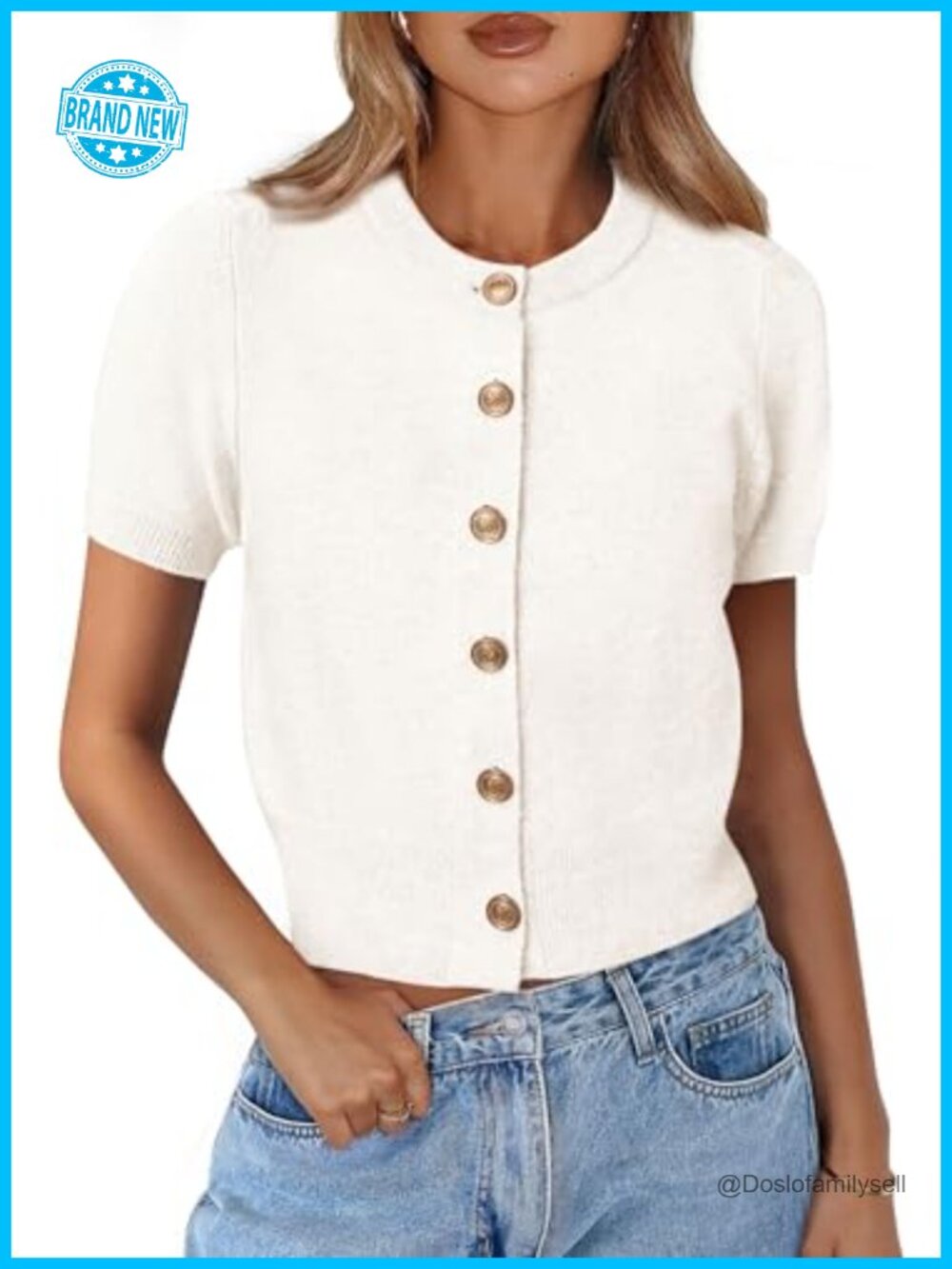 Womens Short Sleeve Button Down Cardigan Lightweight Knit Sweater